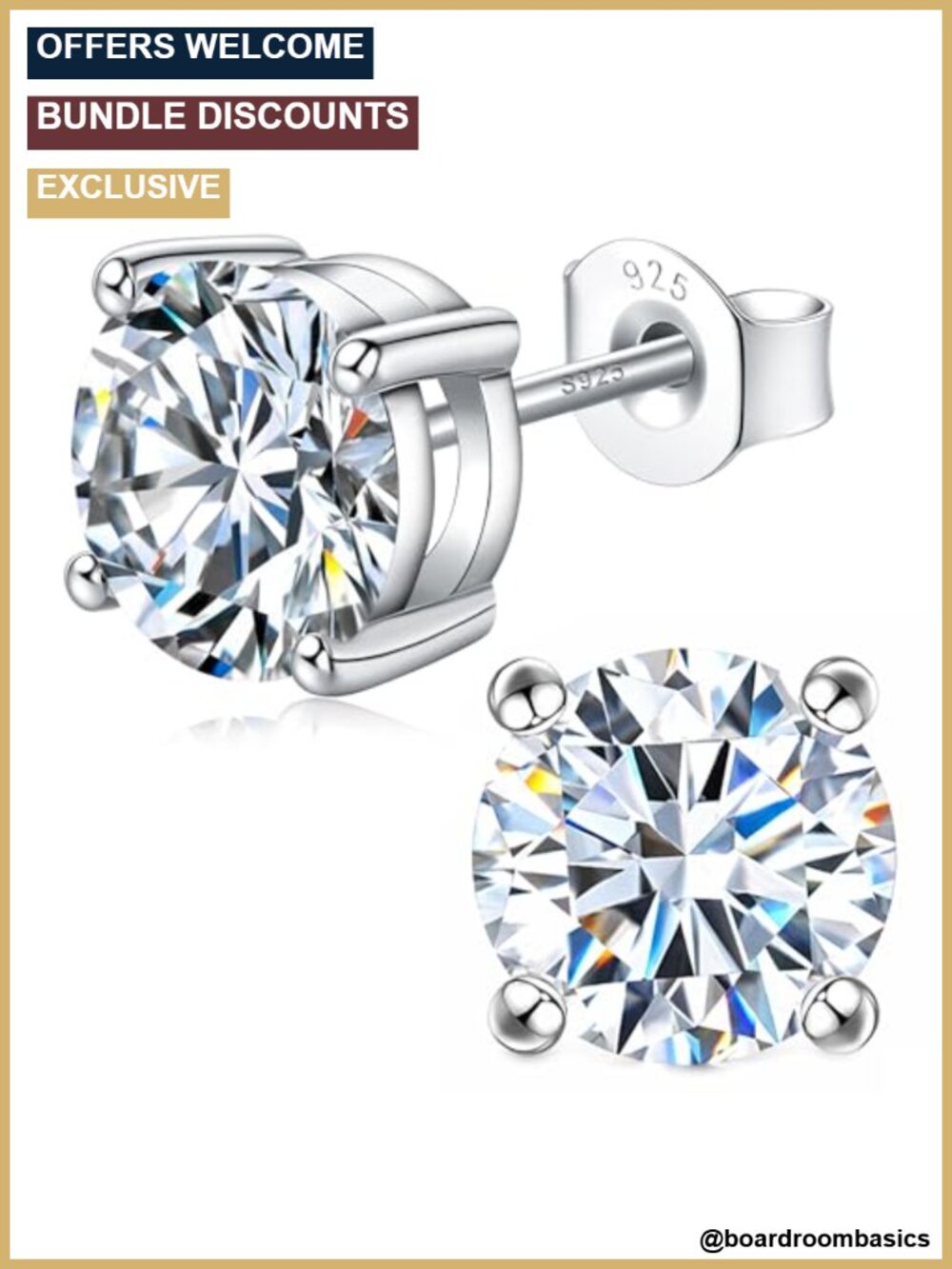 Moissanite Stud Earrings 925 Sterling Silver 18K White Gold Plated Round Cut